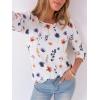 image:imageANRABESS Womens Tops 34 Sleeve Dressy Casual Blouses with Buttons Summer Eyelet Business Shirts Tunics 2026 Spring ClothesWhite Colorful Floral