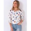 image:imageANRABESS Womens Tops 34 Sleeve Dressy Casual Blouses with Buttons Summer Eyelet Business Shirts Tunics 2026 Spring ClothesWhite Colorful Floral