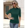 image:imageANRABESS Womens Tops Mock Neck Half Sleeve Shirts Ribbed Knit Slim Fit Basic Tee 2026 Summer Fall Dressy Casual TShirtsDeep Green