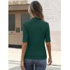 image:imageANRABESS Womens Tops Mock Neck Half Sleeve Shirts Ribbed Knit Slim Fit Basic Tee 2026 Summer Fall Dressy Casual TShirtsDeep Green