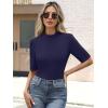 image:imageANRABESS Womens Tops Mock Neck Half Sleeve Shirts Ribbed Knit Slim Fit Basic Tee 2026 Summer Fall Dressy Casual TShirtsNavy Blue