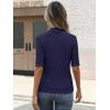 image:imageANRABESS Womens Tops Mock Neck Half Sleeve Shirts Ribbed Knit Slim Fit Basic Tee 2026 Summer Fall Dressy Casual TShirtsNavy Blue