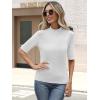 image:imageANRABESS Womens Tops Mock Neck Half Sleeve Shirts Ribbed Knit Slim Fit Basic Tee 2026 Summer Fall Dressy Casual TShirtsWhite