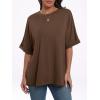 image:imageANRABESS Womens Tops Oversized T Shirts Short Sleeve Crewneck Summer Casual Loose Basic Tee Shirt 2026 Trendy Fashion ClothesDark Brown