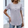 image:imageANRABESS Womens Tops Short Sleeve Henley Shirts Dressy Casual Blouse Summer Cute Tshirt 2026 Spring Lightweight Tunic SweaterGrey