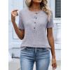 image:imageANRABESS Womens Tops Short Sleeve Henley Shirts Dressy Casual Blouse Summer Cute Tshirt 2026 Spring Lightweight Tunic SweaterGrey