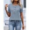image:imageANRABESS Womens Tops Short Sleeve Henley Shirts Dressy Casual Blouse Summer Cute Tshirt 2026 Spring Lightweight Tunic SweaterLight Blue