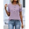 image:imageANRABESS Womens Tops Short Sleeve Henley Shirts Dressy Casual Blouse Summer Cute Tshirt 2026 Spring Lightweight Tunic SweaterLight Purple