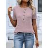 image:imageANRABESS Womens Tops Short Sleeve Henley Shirts Dressy Casual Blouse Summer Cute Tshirt 2026 Spring Lightweight Tunic SweaterPink