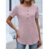 image:imageANRABESS Womens Tops Short Sleeve Henley Shirts Dressy Casual Blouse Summer Cute Tshirt 2026 Spring Lightweight Tunic SweaterPink