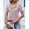 image:imageANRABESS Womens Tops Short Sleeve Henley Shirts Dressy Casual Blouse Summer Cute Tshirt 2026 Spring Lightweight Tunic SweaterPink