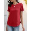 image:imageANRABESS Womens Waffle Knit Tops Short Sleeve Crewneck Shirts Curved Hem Summer Dressy Casual Blouses Spring Fashion ClothingBright Red