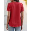 image:imageANRABESS Womens Waffle Knit Tops Short Sleeve Crewneck Shirts Curved Hem Summer Dressy Casual Blouses Spring Fashion ClothingBright Red