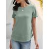 image:imageANRABESS Womens Waffle Knit Tops Short Sleeve Crewneck Shirts Curved Hem Summer Dressy Casual Blouses Spring Fashion ClothingLight Green
