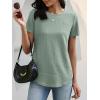 image:imageANRABESS Womens Waffle Knit Tops Short Sleeve Crewneck Shirts Curved Hem Summer Dressy Casual Blouses Spring Fashion ClothingLight Green