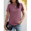 image:imageANRABESS Womens Waffle Knit Tops Short Sleeve Crewneck Shirts Curved Hem Summer Dressy Casual Blouses Spring Fashion ClothingMauve