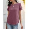 image:imageANRABESS Womens Waffle Knit Tops Short Sleeve Crewneck Shirts Curved Hem Summer Dressy Casual Blouses Spring Fashion ClothingMauve