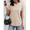 image:imageANRABESS Womens Waffle Knit Tops Short Sleeve Crewneck Shirts Curved Hem Summer Dressy Casual Blouses Spring Fashion ClothingParchment