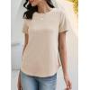 image:imageANRABESS Womens Waffle Knit Tops Short Sleeve Crewneck Shirts Curved Hem Summer Dressy Casual Blouses Spring Fashion ClothingParchment
