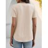 image:imageANRABESS Womens Waffle Knit Tops Short Sleeve Crewneck Shirts Curved Hem Summer Dressy Casual Blouses Spring Fashion ClothingParchment
