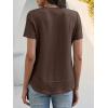 image:imageANRABESS Womens Waffle Knit Tops Short Sleeve Crewneck Shirts Curved Hem Summer Dressy Casual Blouses Spring Fashion ClothingRed Brown