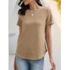 image:imageANRABESS Womens Waffle Knit Tops Short Sleeve Crewneck Shirts Curved Hem Summer Dressy Casual Blouses Spring Fashion ClothingTan