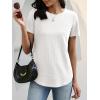 image:imageANRABESS Womens Waffle Knit Tops Short Sleeve Crewneck Shirts Curved Hem Summer Dressy Casual Blouses Spring Fashion ClothingWhite