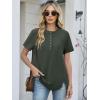image:imageANRABESS Womens Waffle Knit Tops Summer Short Sleeve Henley Shirts Dressy Casual Blouse 2026 Spring Loose Tunics OutfitsArmy Green