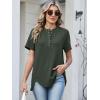 image:imageANRABESS Womens Waffle Knit Tops Summer Short Sleeve Henley Shirts Dressy Casual Blouse 2026 Spring Loose Tunics OutfitsArmy Green