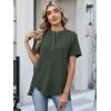 image:imageANRABESS Womens Waffle Knit Tops Summer Short Sleeve Henley Shirts Dressy Casual Blouse 2026 Spring Loose Tunics OutfitsArmy Green