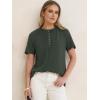 image:imageANRABESS Womens Waffle Knit Tops Summer Short Sleeve Henley Shirts Dressy Casual Blouse 2026 Spring Loose Tunics OutfitsArmy Green