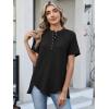 image:imageANRABESS Womens Waffle Knit Tops Summer Short Sleeve Henley Shirts Dressy Casual Blouse 2026 Spring Loose Tunics OutfitsBlack