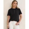 image:imageANRABESS Womens Waffle Knit Tops Summer Short Sleeve Henley Shirts Dressy Casual Blouse 2026 Spring Loose Tunics OutfitsBlack