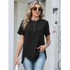 image:imageANRABESS Womens Waffle Knit Tops Summer Short Sleeve Henley Shirts Dressy Casual Blouse 2026 Spring Loose Tunics OutfitsBlack