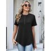 image:imageANRABESS Womens Waffle Knit Tops Summer Short Sleeve Henley Shirts Dressy Casual Blouse 2026 Spring Loose Tunics OutfitsBlack