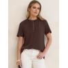image:imageANRABESS Womens Waffle Knit Tops Summer Short Sleeve Henley Shirts Dressy Casual Blouse 2026 Spring Loose Tunics OutfitsBrown
