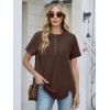 image:imageANRABESS Womens Waffle Knit Tops Summer Short Sleeve Henley Shirts Dressy Casual Blouse 2026 Spring Loose Tunics OutfitsBrown