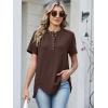 image:imageANRABESS Womens Waffle Knit Tops Summer Short Sleeve Henley Shirts Dressy Casual Blouse 2026 Spring Loose Tunics OutfitsBrown