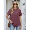 image:imageANRABESS Womens Waffle Knit Tops Summer Short Sleeve Henley Shirts Dressy Casual Blouse 2026 Spring Loose Tunics OutfitsMauve