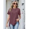 image:imageANRABESS Womens Waffle Knit Tops Summer Short Sleeve Henley Shirts Dressy Casual Blouse 2026 Spring Loose Tunics OutfitsMauve