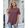 image:imageANRABESS Womens Waffle Knit Tops Summer Short Sleeve Henley Shirts Dressy Casual Blouse 2026 Spring Loose Tunics OutfitsMauve