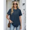 image:imageANRABESS Womens Waffle Knit Tops Summer Short Sleeve Henley Shirts Dressy Casual Blouse 2026 Spring Loose Tunics OutfitsNavy Blue