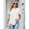 image:imageANRABESS Womens Waffle Knit Tops Summer Short Sleeve Henley Shirts Dressy Casual Blouse 2026 Spring Loose Tunics OutfitsWhite