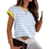 image:imageANRABESS Women Cap Sleeve Tops 2026 Trendy Summer Loose Fit Cute Basic T Shirts Business Dressy Casual Outfits ClothesBlue Stripe