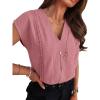 image:imageANRABESS Women Dressy Tops Short Sleeve Casual Blouses V Neck Lace Trim Summer Boho Shirts 2026 Spring Trendy ClothesDusty Rose