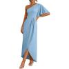 image:imageANRABESS Womens One Shoulder Formal Midi Dresses 2026 Summer Wrap High Slit Beach Wedding Guest Party Cocktail Maxi DressLight Blue