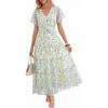 image:imageANRABESS Womens Summer Floral Maxi Dress Short Sleeve Flowy Tulle Wedding Guest Beach Vacation 2026 Spring Party Long DressesBlue Green Floral