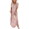 image:imageANRABESS Womens Summer Maxi Dress Short Sleeve Casual Loose Long T Shirt Dresses Split Vacation Beach Sundress Travel OutfitsFloral Blue Pink