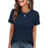 image:imageANRABESS Womens Summer Waffle Knit Tops Crew Neck Short Sleeve Casual Trendy Shirts Basic Tee Blouses 2026 Spring OutfitsNavy Blue