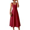 image:imageANRABESS Womens Sweetheart Neck Sleeveless Midi Dress 2026 Summer Formal Wedding Guest Party Cocktail Dresses with PocketsRed